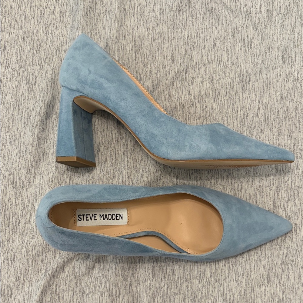 Steve Madden Light Blue Suede Heels